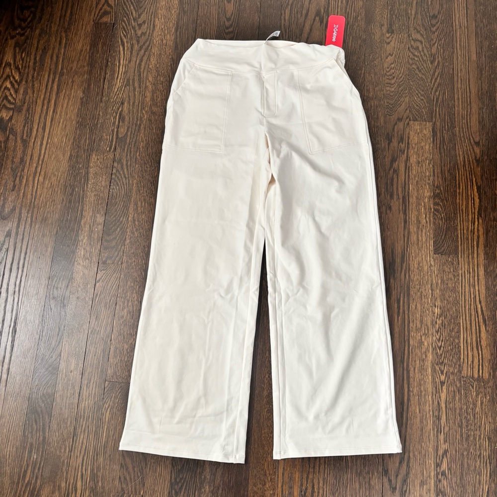 G4free womens size XL inseam 31" Loose High-Waist Business Casual Pants White